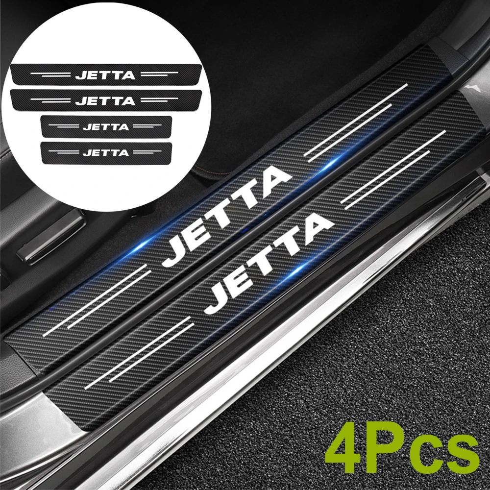 

4x For Jetta 4 5 6 7 MK2 MK3 MK4 MK5 MK6 MK7 Car Door Threshold Sill Plate Protector Carbon Fiber Trim Sticker Decal Accessories