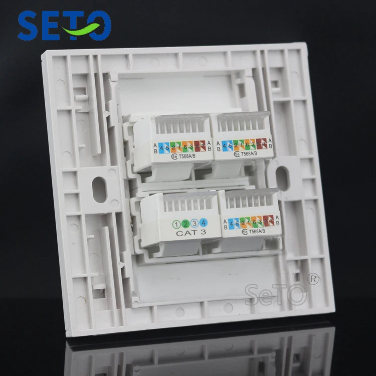 SeTo 86 Тип Три RJ45 Cat5e сеть и один RJ11 Cat3 телефонная панель настенная розетка кейстон