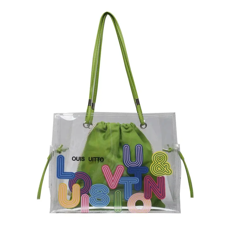 

Canvas Summer Beach Transparent Shopper Bag PVC Tote Women's Bag 2022 Trend Designer Original Luxury Replica Imitation Handbag