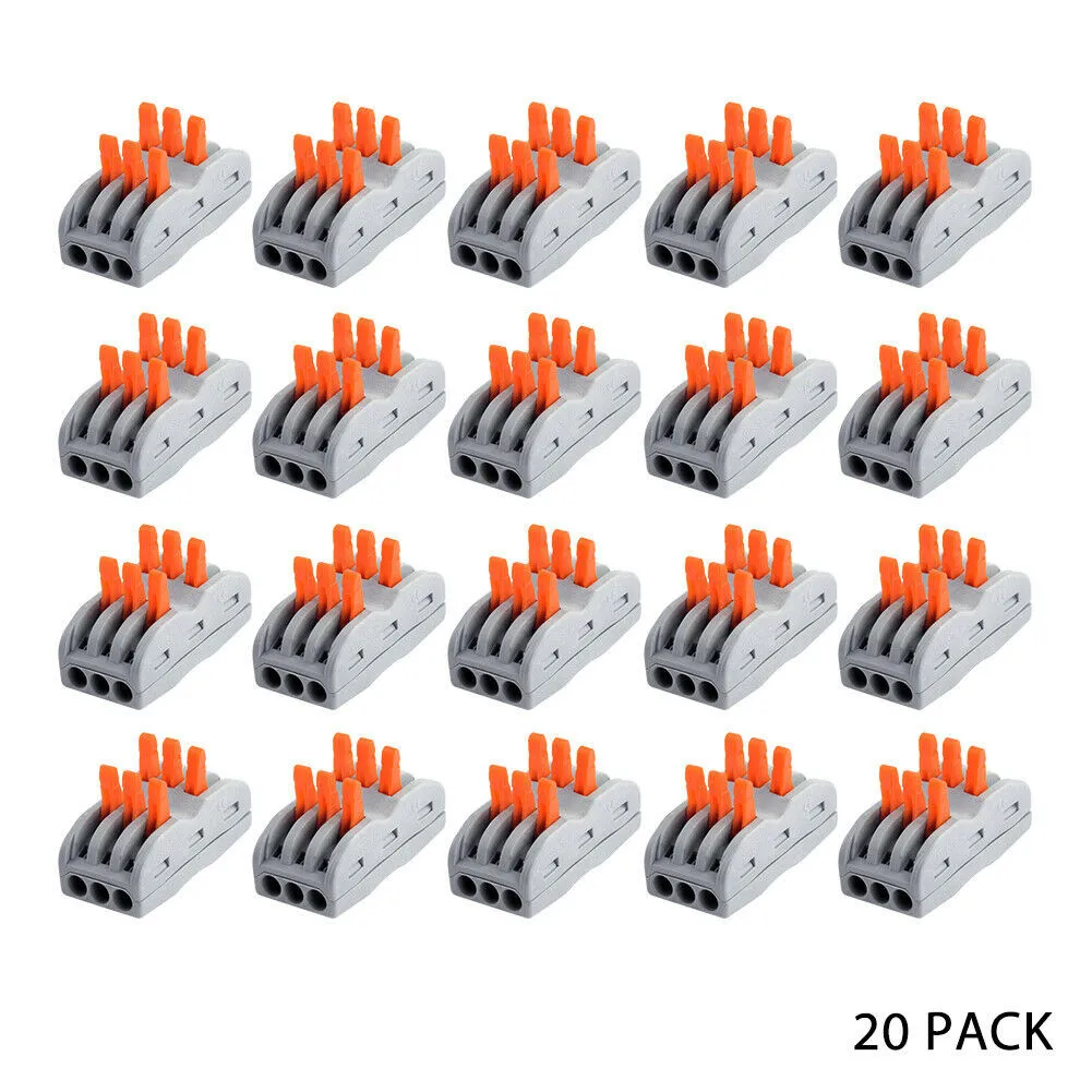 

20PCS Spring Lever Terminal Block Electrical Connector Cable Wire Clamp Connector Quick Splice Cable Conductor SPL-1 SPL-2 SPL-3