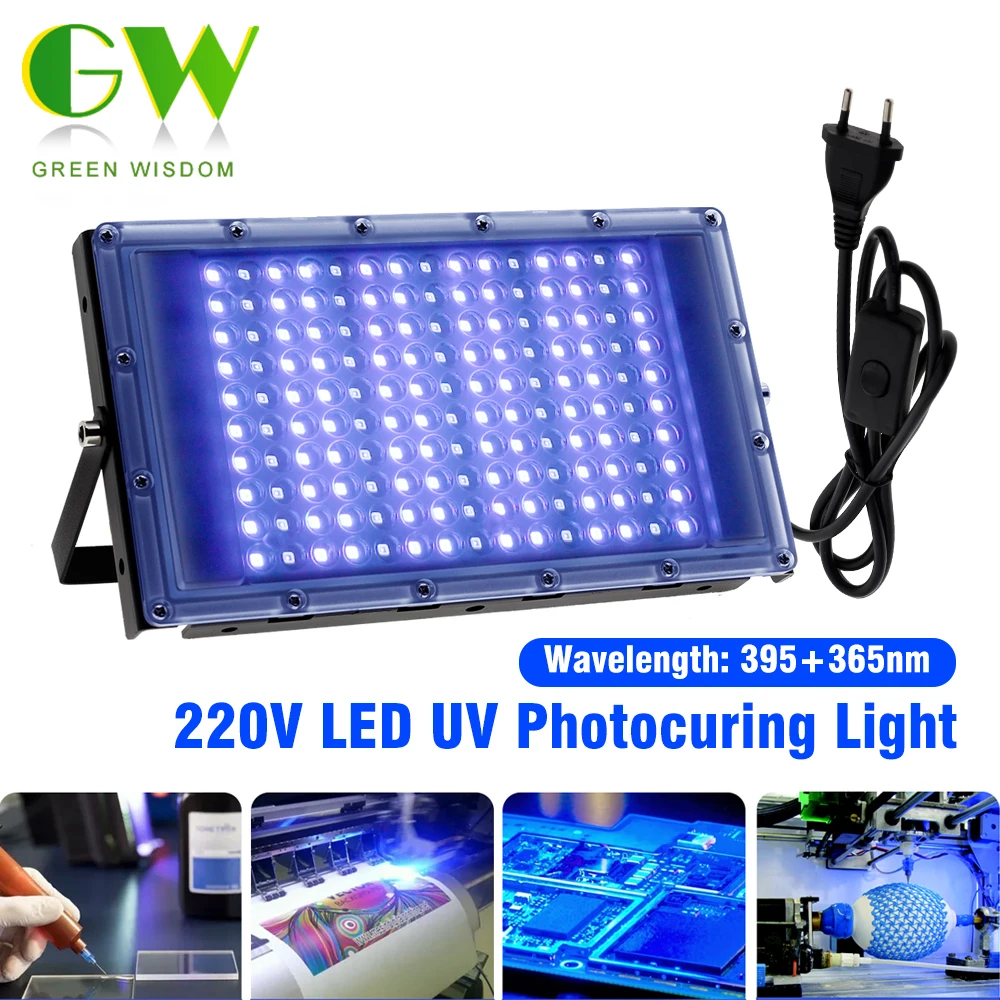 220V UV GEL Curing Lamps 395nm 365nm LED Curing Lights for Circuit Board Repair Shadowless Glue Epoxy Resin Adhesive 3D Printing