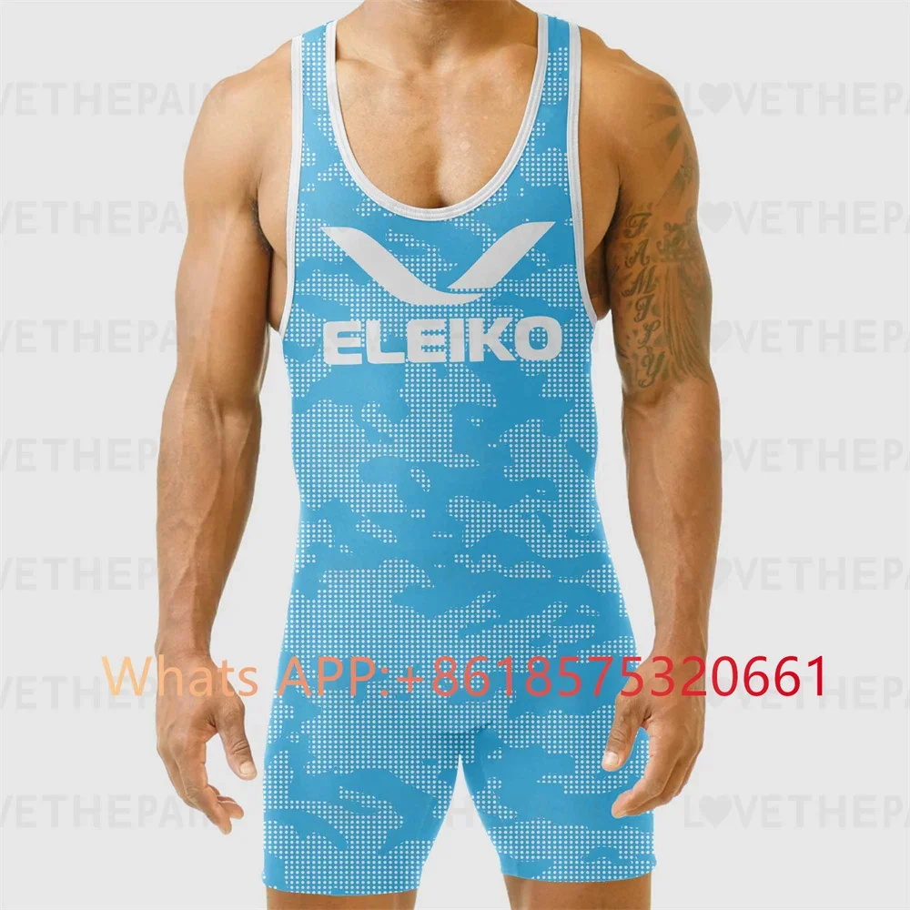 ELEIKO Mens Wrestling Singlet Uniform Advanced Singlets Clothing Train Gear Running Speedsuit Sportwear Boxing Tights