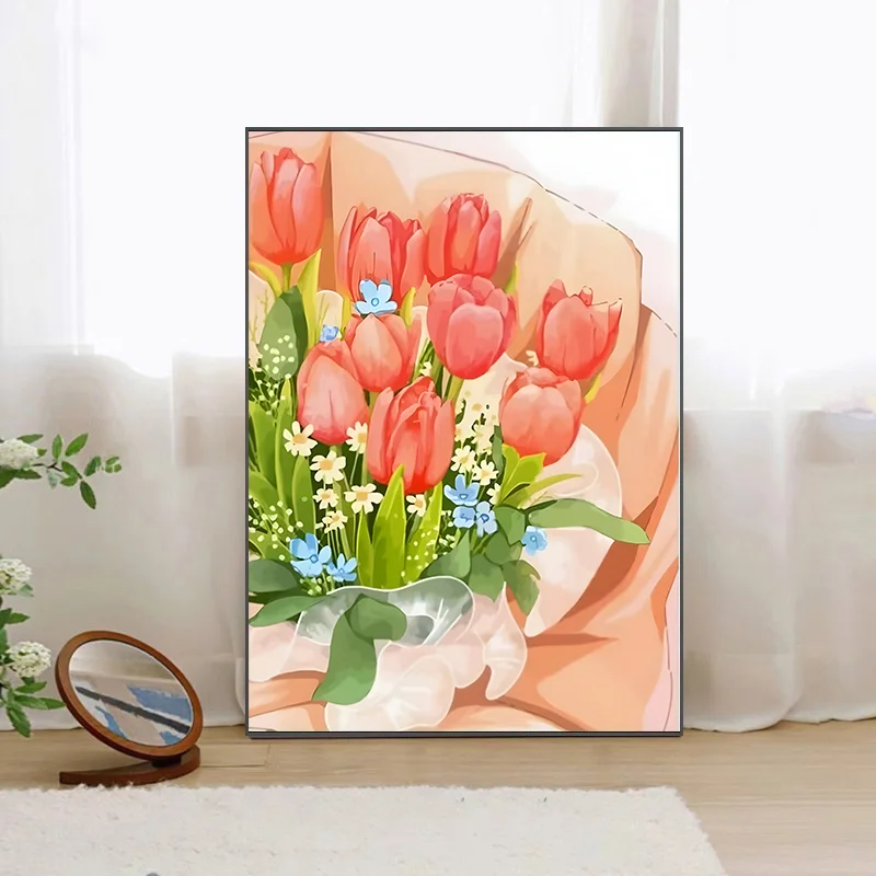 

Tuilp Flowers Embroidery DIY Chinese Style Printed Kits Cross Stitch Thread Needlework Sets Home Decor Crafts New Arrival