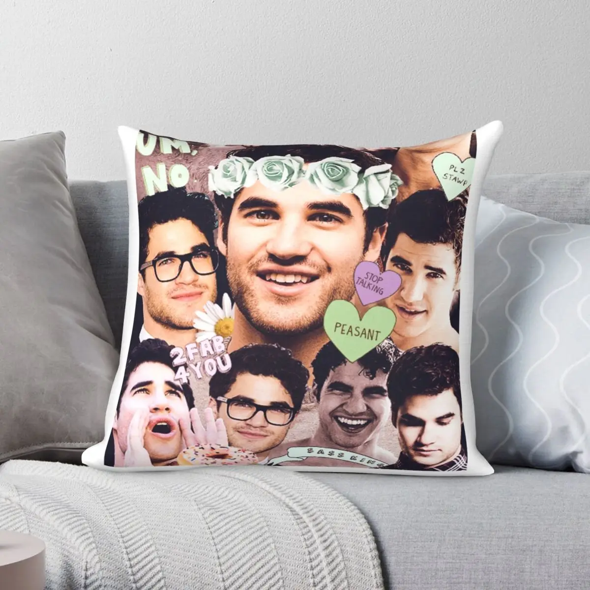 

Квадратный чехол Darren Criss из полиэстера и льна