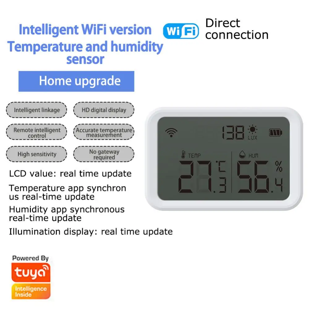 

Wifi Zigbee3.0 Brightness Detecter Intelligent Light Sensor Tuya Two-in-one Scene Linkage Temperature And Humidity Sensor New