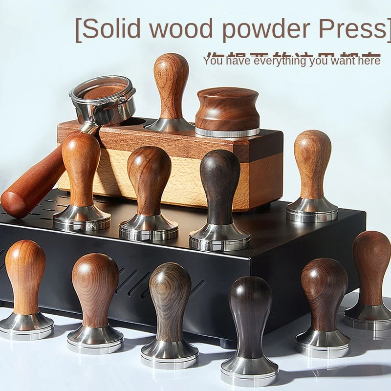 

304 Stainless Steel Coffee Powder Press 51/53/58mm Powder Press Hammer with Solid Wood Handle Home Coffee Machine Filler