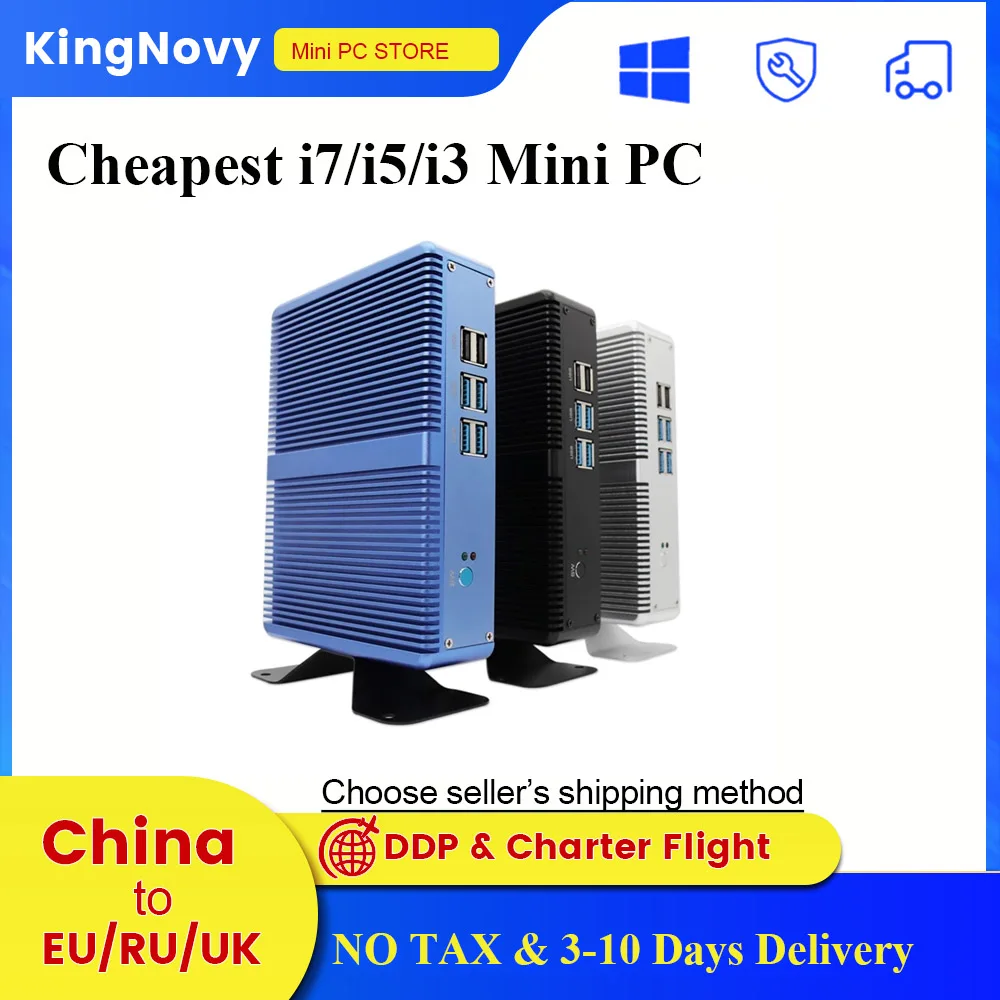 

KingNovy Fanless Mini PC i7 i5 7200U i3 7100U DDR4/DDR3 Windows 10 Pro Linux HTPC VGA HDMI WiFi Barebone Nuc Computer