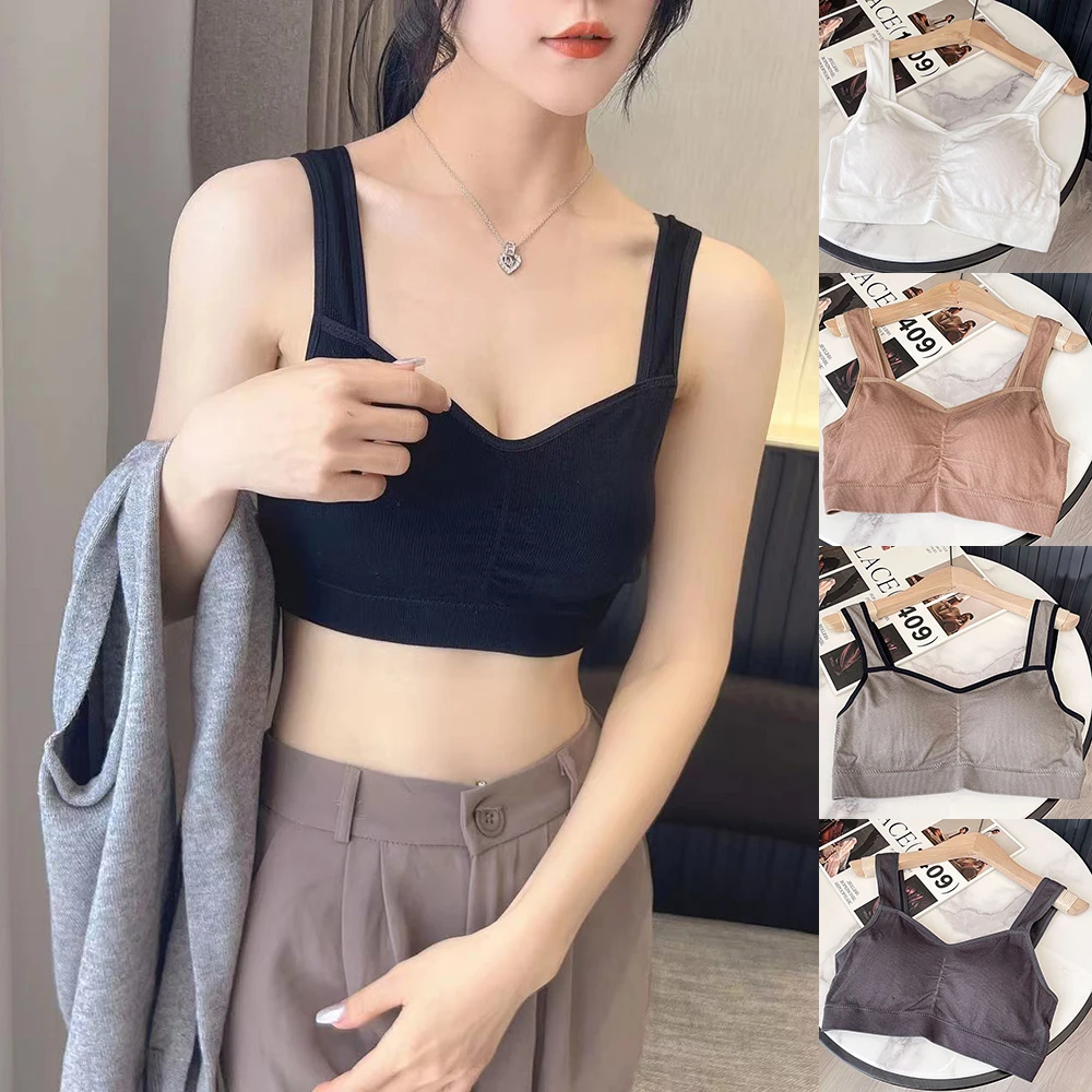 

Fashion Crop Top Women Camis Seamless Top Ribbed Underwear Sexy Lingerie U Collar Short Tops Sexy Lingerie Knitted Camisole