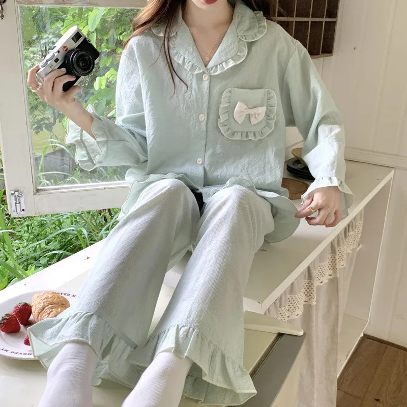 Пижамы в студенческом стиле для женщин весна-осень корейская версия домашняя