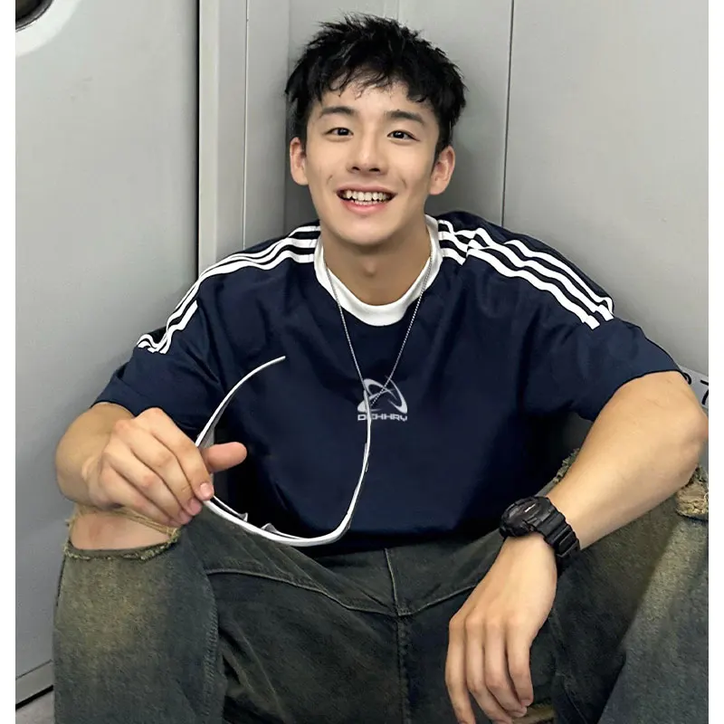 Американская повседневная футболка с короткими рукавами и буквенным принтом