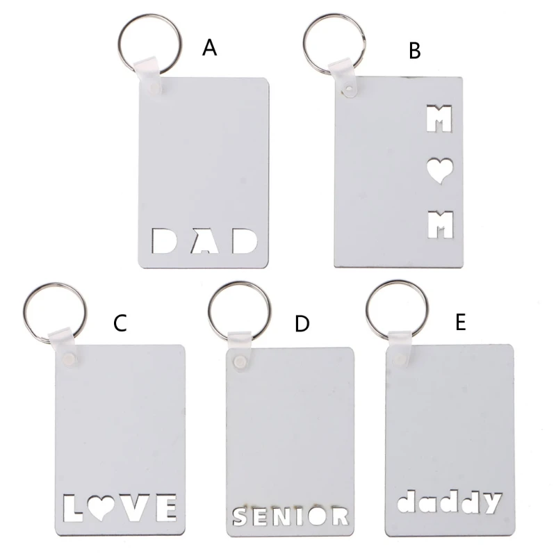 

H9ED MDF Blank Keychain with for KEY Ring Double-Side Printed Heat Transfer Keychain for Christmas Valentine Graduation Prese