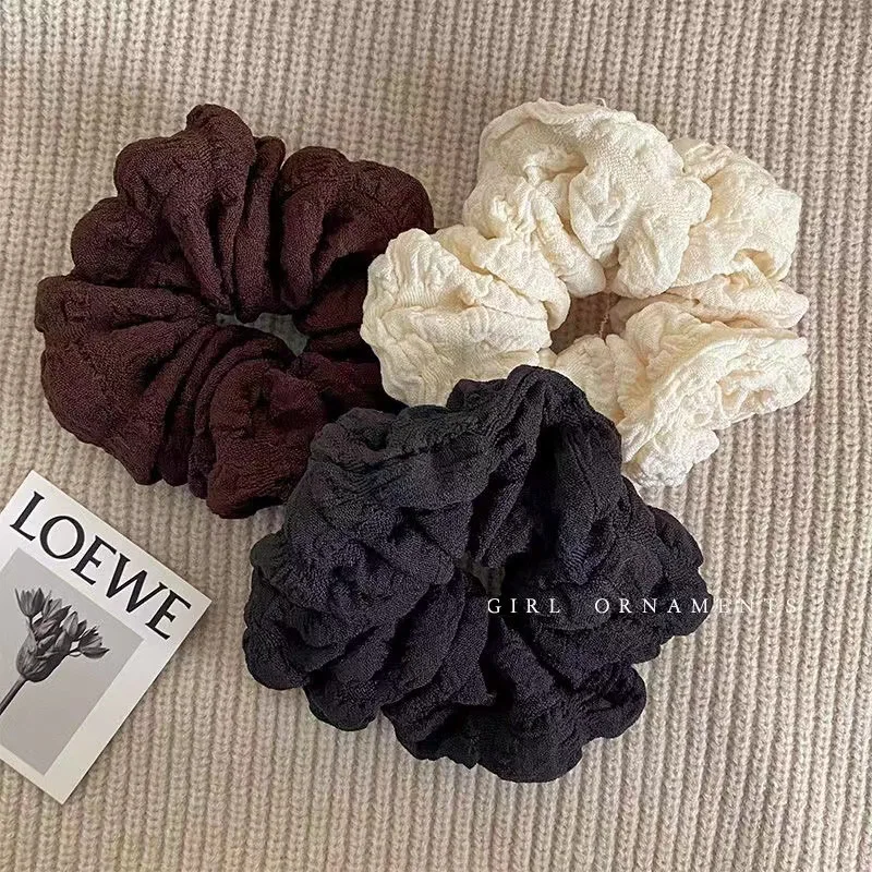 Корейские Женские Большие Кремовые Губки Эластичные Ленты Для Волос Одноцветные