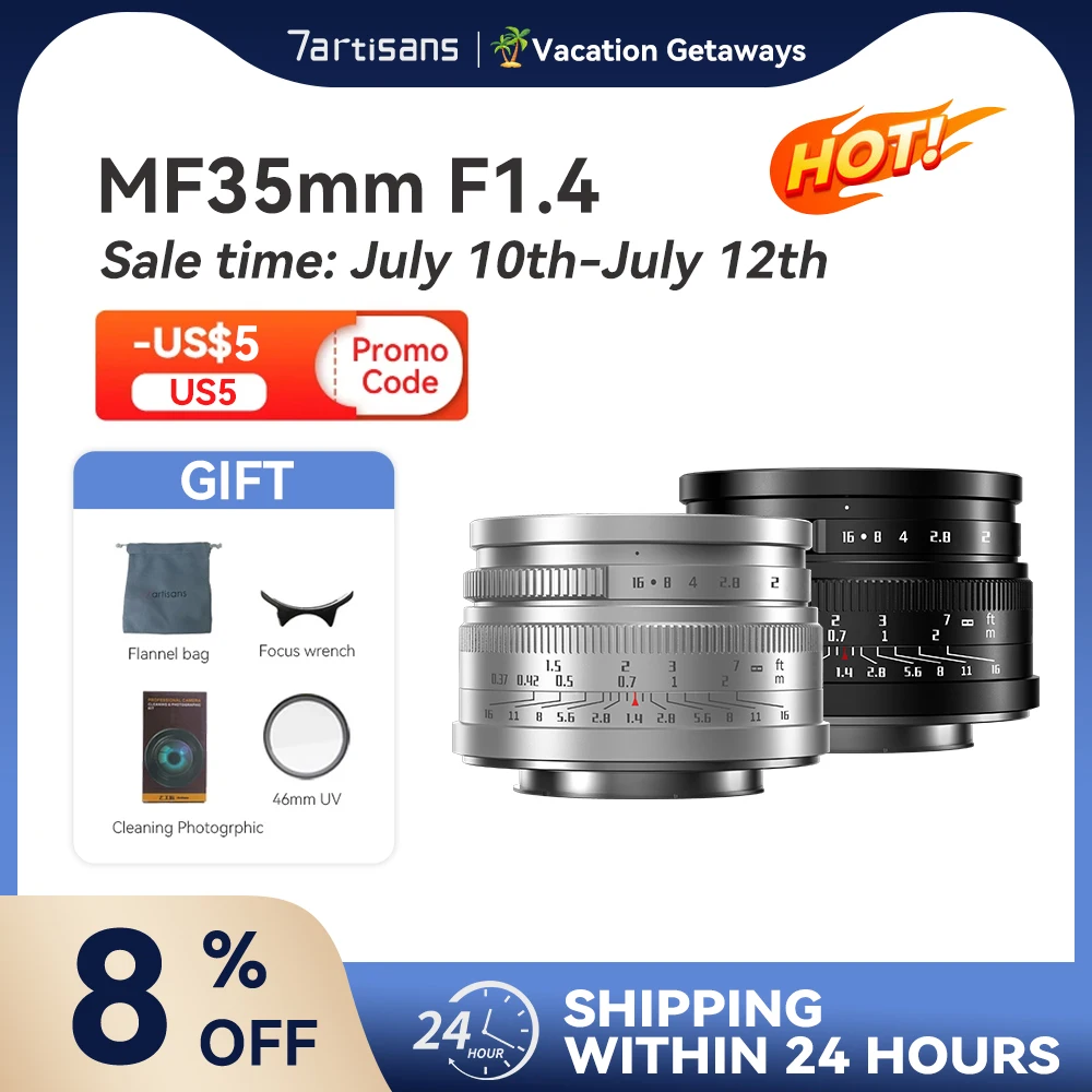 Объектив для Sony 7 artisans 7 artisans, фотокамера 35 мм, F1.4, для фотоаппаратов Sony, FUJI, FX, Canon, m2, 5 epm1, Nikon, Z5, Canon RF