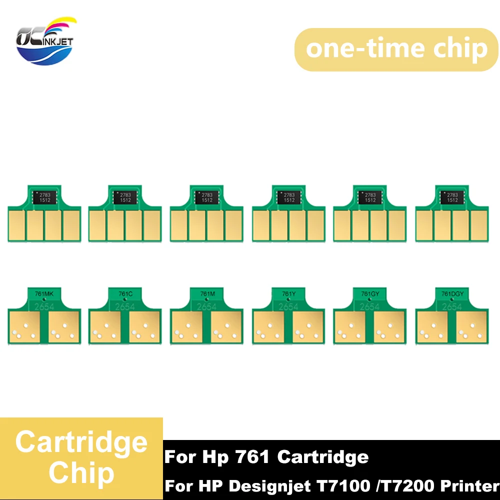 

OCINKJET 6 Colors For HP 761 Cartridge Chip One Time Use Chip For HP DesignJet T7100 T7200 Printer