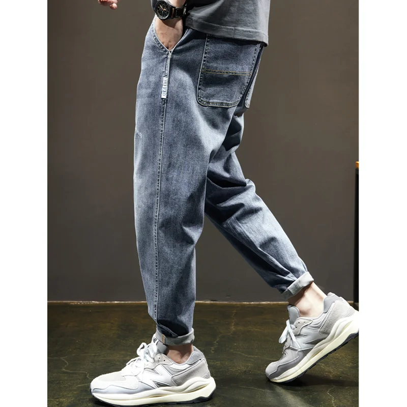 Men's Wear 2022 New Straight Loose Cylinder Jeans Vintage Elastic Force Comfortable Blue Harun Trousers Women Autumn and Winter