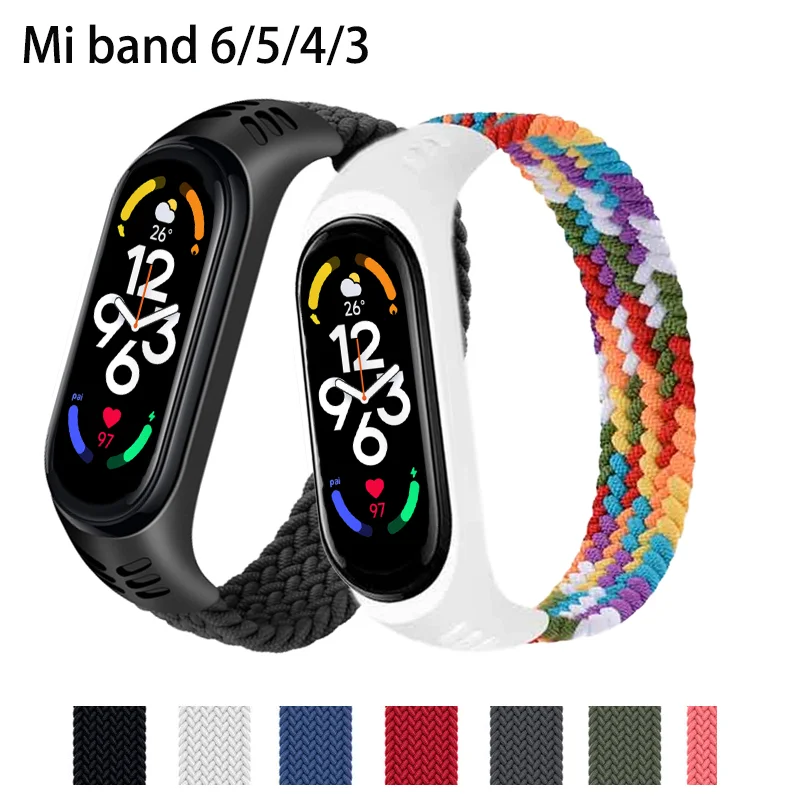 

Bracelet for Mi band 6 5 Strap Nylon Braided Solo Loop pulseira bracelet Miband4 Miband5 Wristband for xiaomi Mi band 4 3 strap