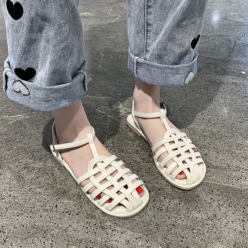 Beige High Heel Sandals Retro Women's Shoes Summer Black Original Fashion Gladiator Comfortable Plain Strap Sexy Casual 43