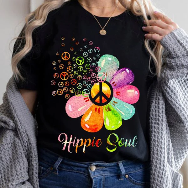 

Hippie Shirt, Hippie Soul, Peace Symbol Unisex T-shirt