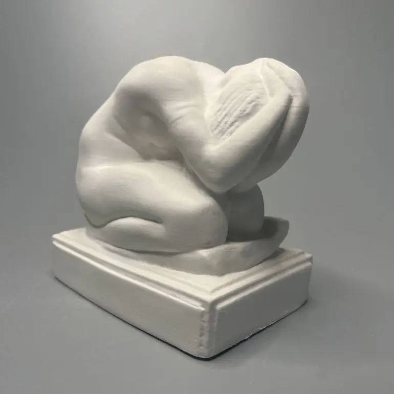 

Modern Art Sculpture Handmade White Plaster Naked Woman Kneeling Position Statue