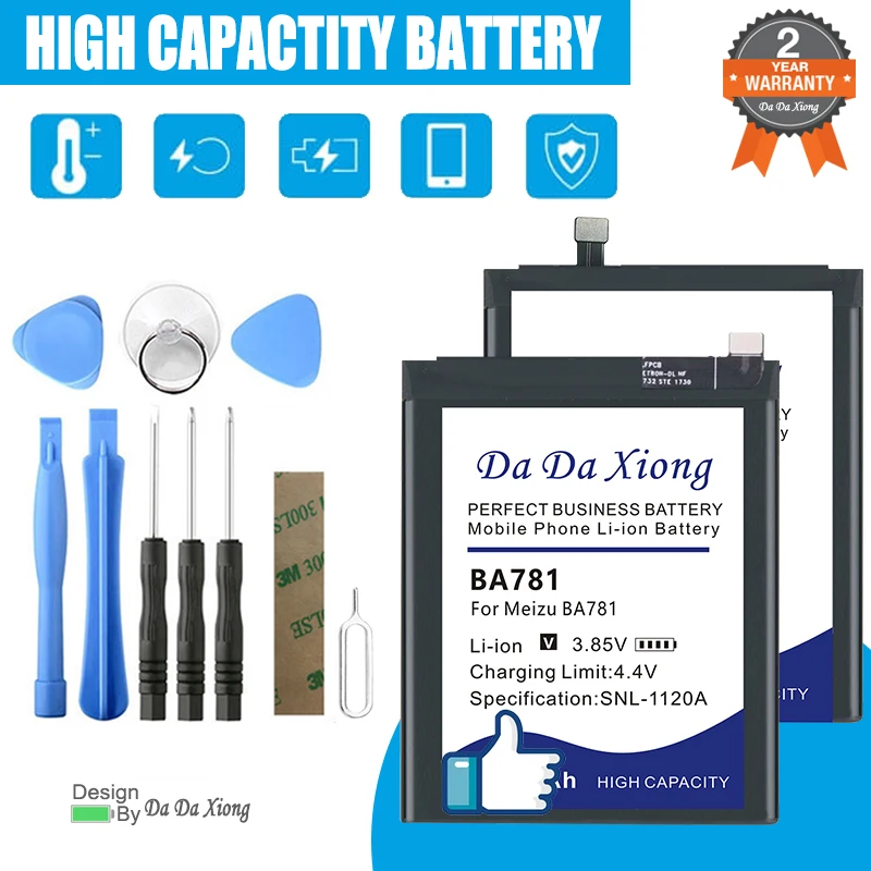 Аккумулятор BA781/BA928/BT62/BA851/B022 для MeiZu Meilan X/E3/MX2/16T/M3X/M040/M045/mlifepo4/M682Q/M928Q + набор инструментов
