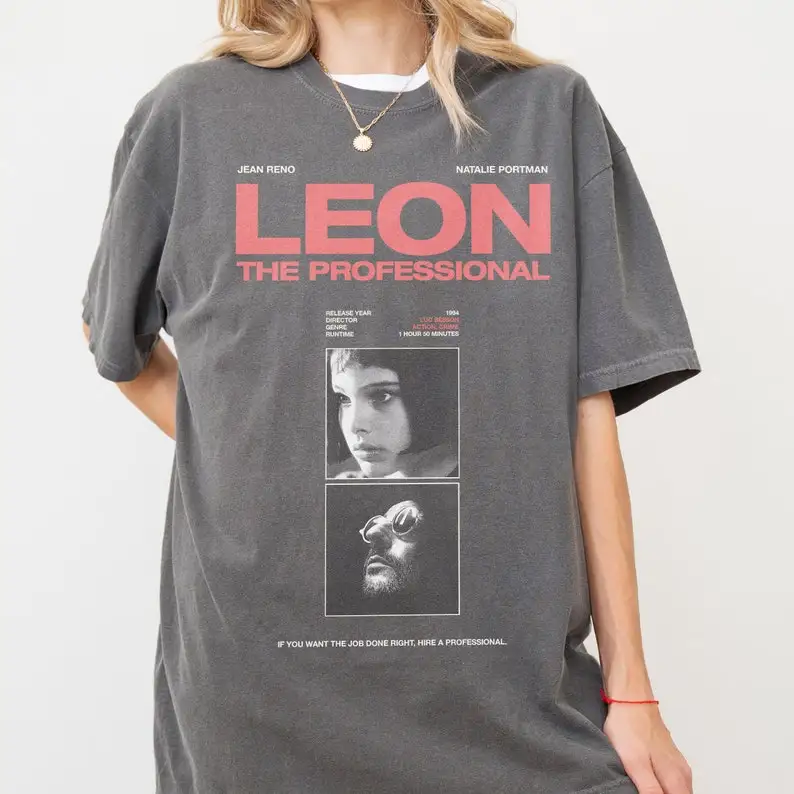Leon профессиональная футболка винтаж классическое кино Тяжелая выцветающая