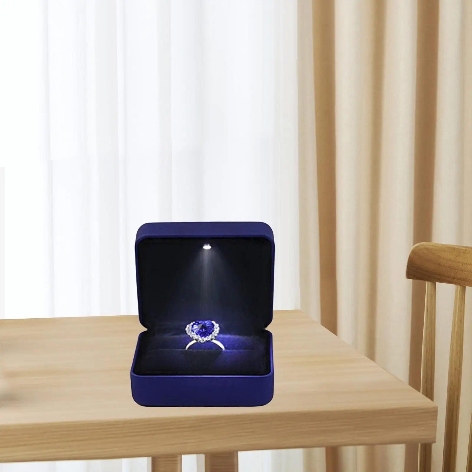

Engagement Ring Box with Light Wedding Ring Case Ring Gift Box Dimension 7.5cmx7.5cmx4.2cm