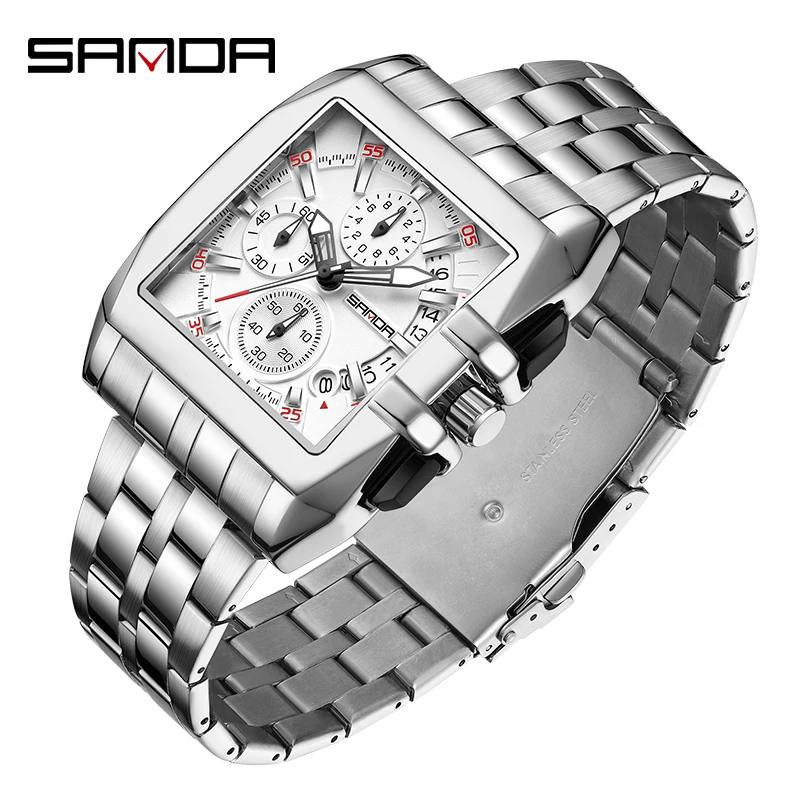 

SANDA Top Luxury Fashion Man Watch Six-needle Quartz Movement Waterproof Date Stainless Steel Strap Business Man Watch Reloj