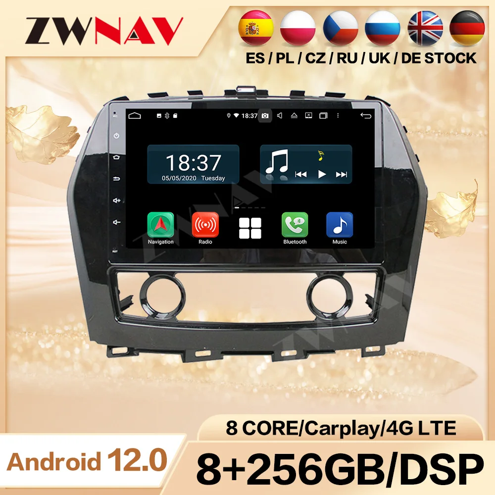 Автомобильный мультимедийный плеер 2 din Android 12 0 экран для Nissan Maxima 2015 2016 BT видео