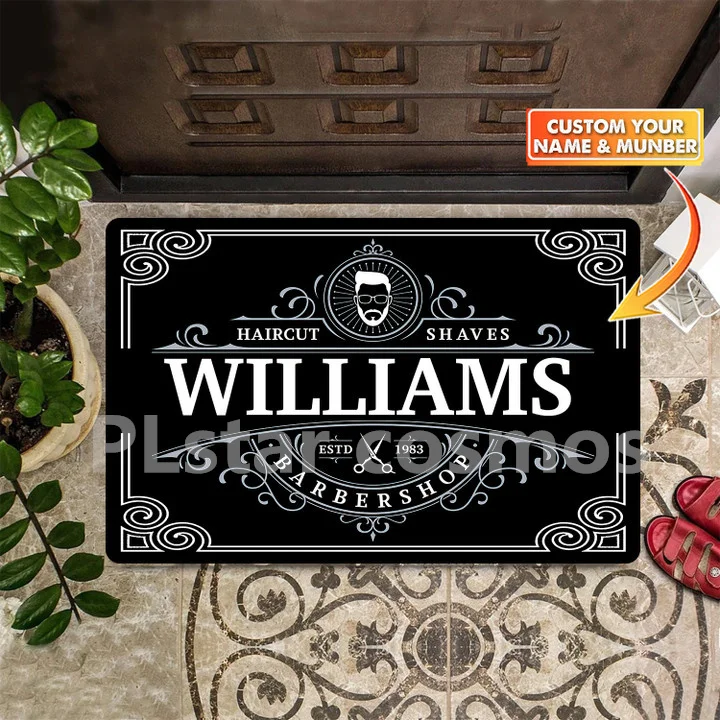 

Barber Door Mat, Barber Shop Personalized Doormat, Custom Name & Year Door Mat