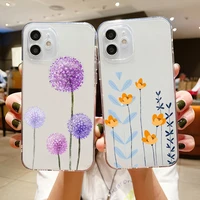 flower art painting phone cases for iphone se 2020 6 6s 7 8 11 12 13 mini plus x xs xr pro max funda transparent shell