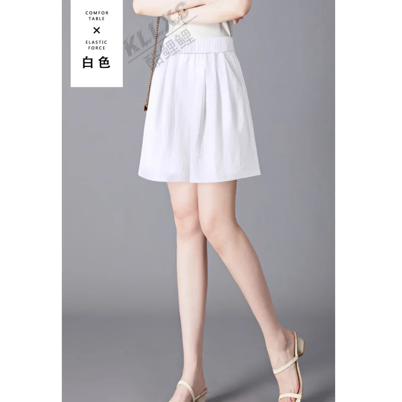 Summer New High Waist Loose Quarter Shorts Thin Solid Color All-match Wide Leg Pants Simplicity Casual Women Clothing