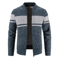 stylish winter jacket zipper stand collar color matching stretchy autumn coat men sweater coat autumn coat