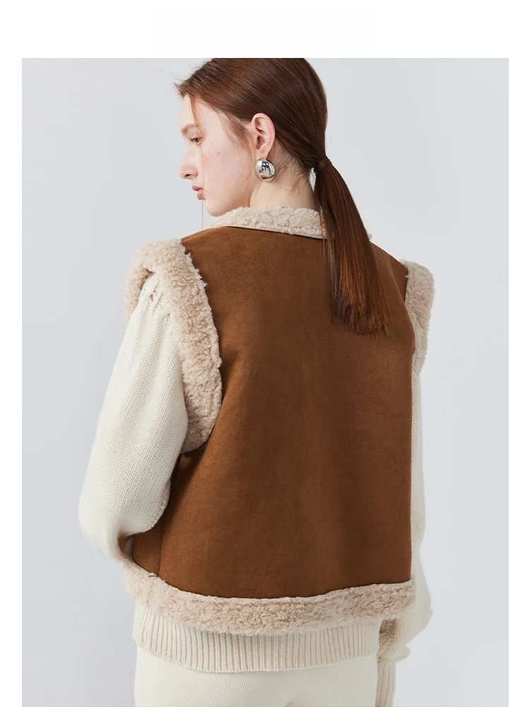 La Chapelle новый зимний лоскутный жилет из овечьей шерсти женский меховой