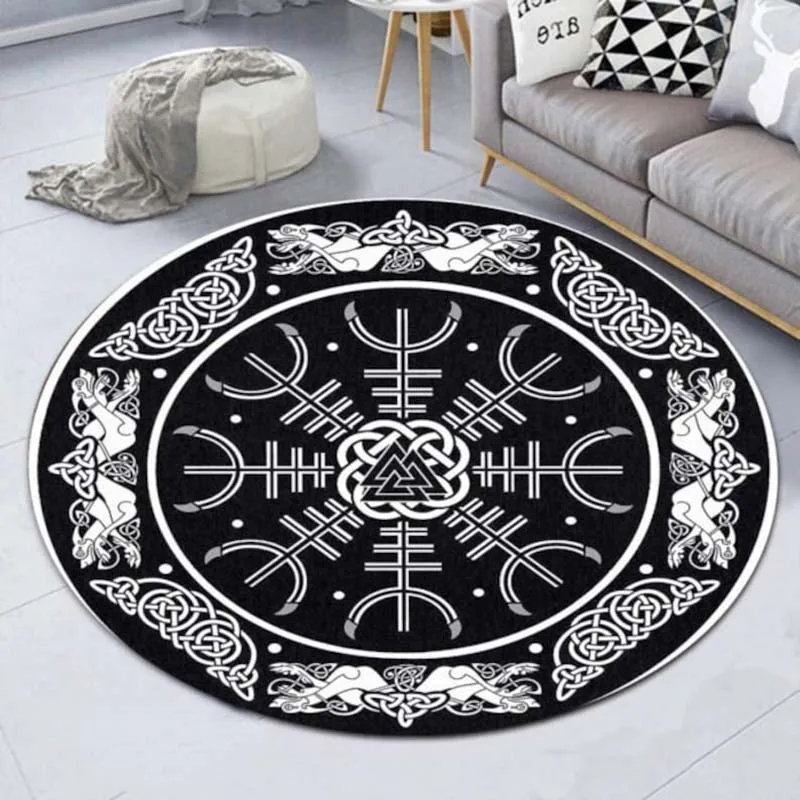 

Bathoom Door Floor Mats Rug Round Rug Medal Viking Premium Round Rug Carpet Bedroom Room Yoga Mat Living Room Bed Room tapis
