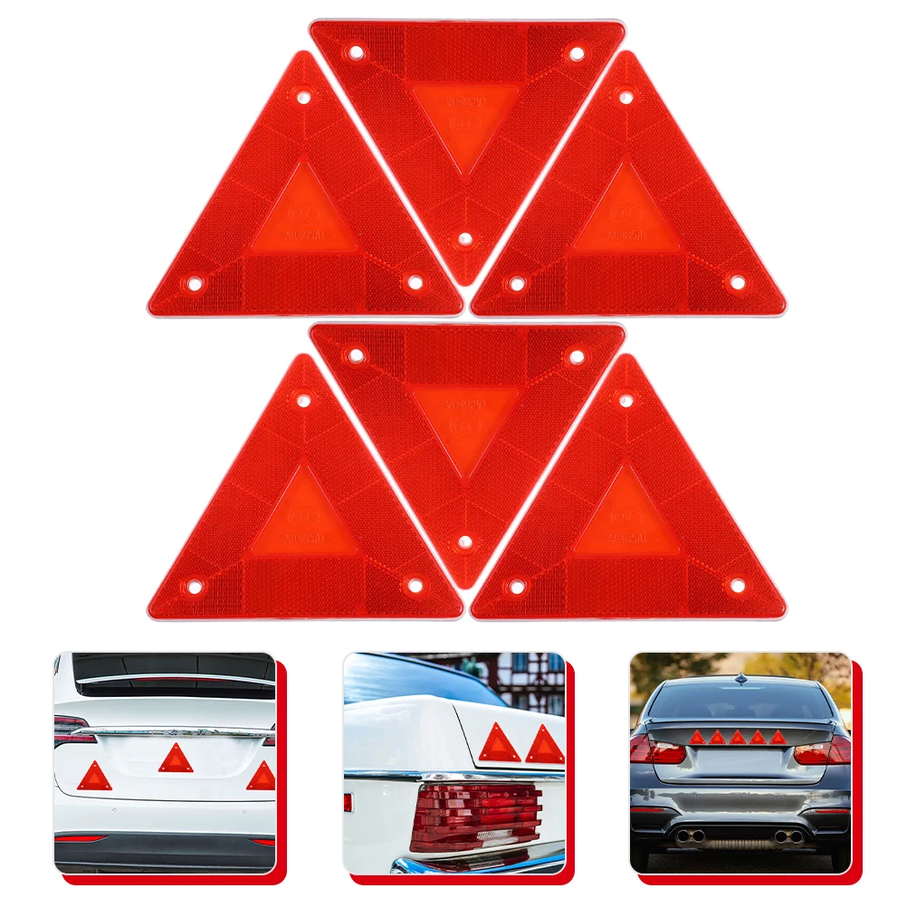

6 шт. треугольный знак безопасности автомобиля, светоотражающий знак автомобиля, знак Предупреждение, треугольный отражатель, автомобильные эмблемы