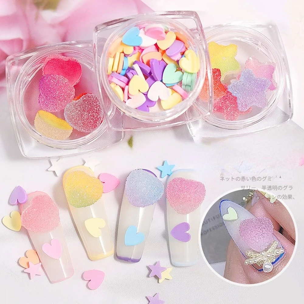 

Nail Art Jewelry Fondant Nail Decoration Mixed Color Peach Heart Soft Pottery Candy Color DIY Nail Drill Jewelry Nail Art