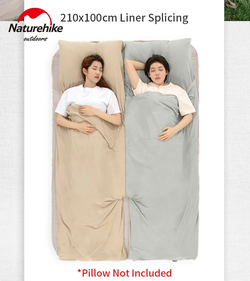 

Naturehike Sleeping Bag Accessories 1-2 Persons Cotton Cloth Lining Ultralight Spliceable 470g/620g Bed Sheet Liner Anti Dirty