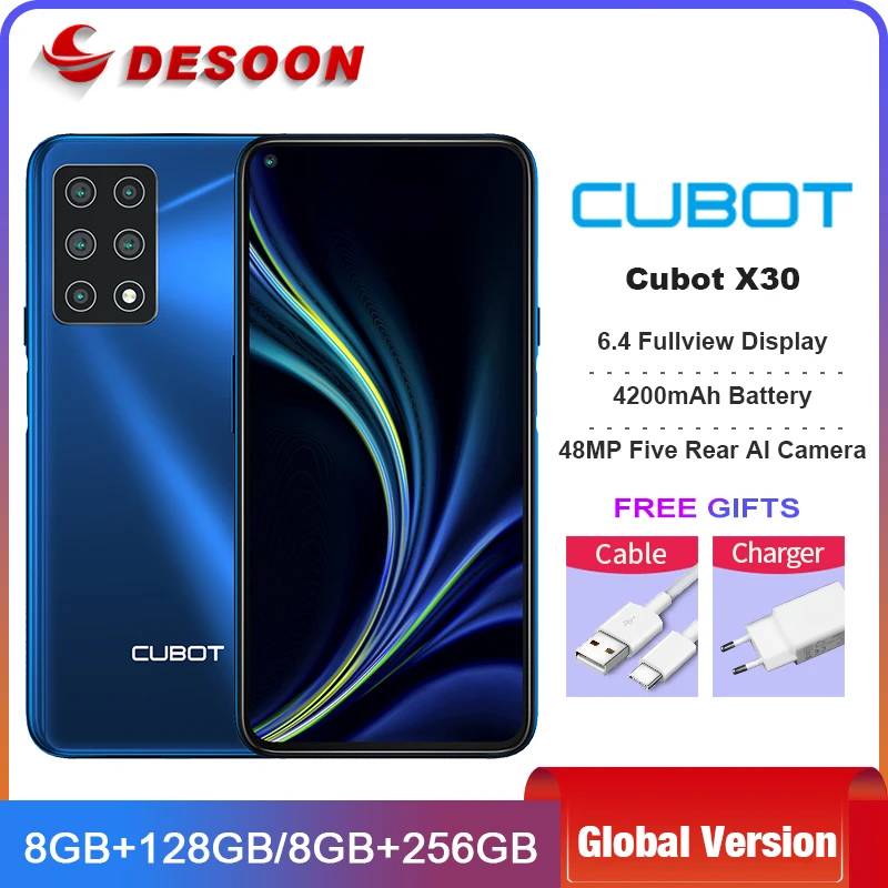 Cubot X30 8GB+128GB Cellphone 4200MAH 48MP Five Camera 32MP Selfie NFC 6.4