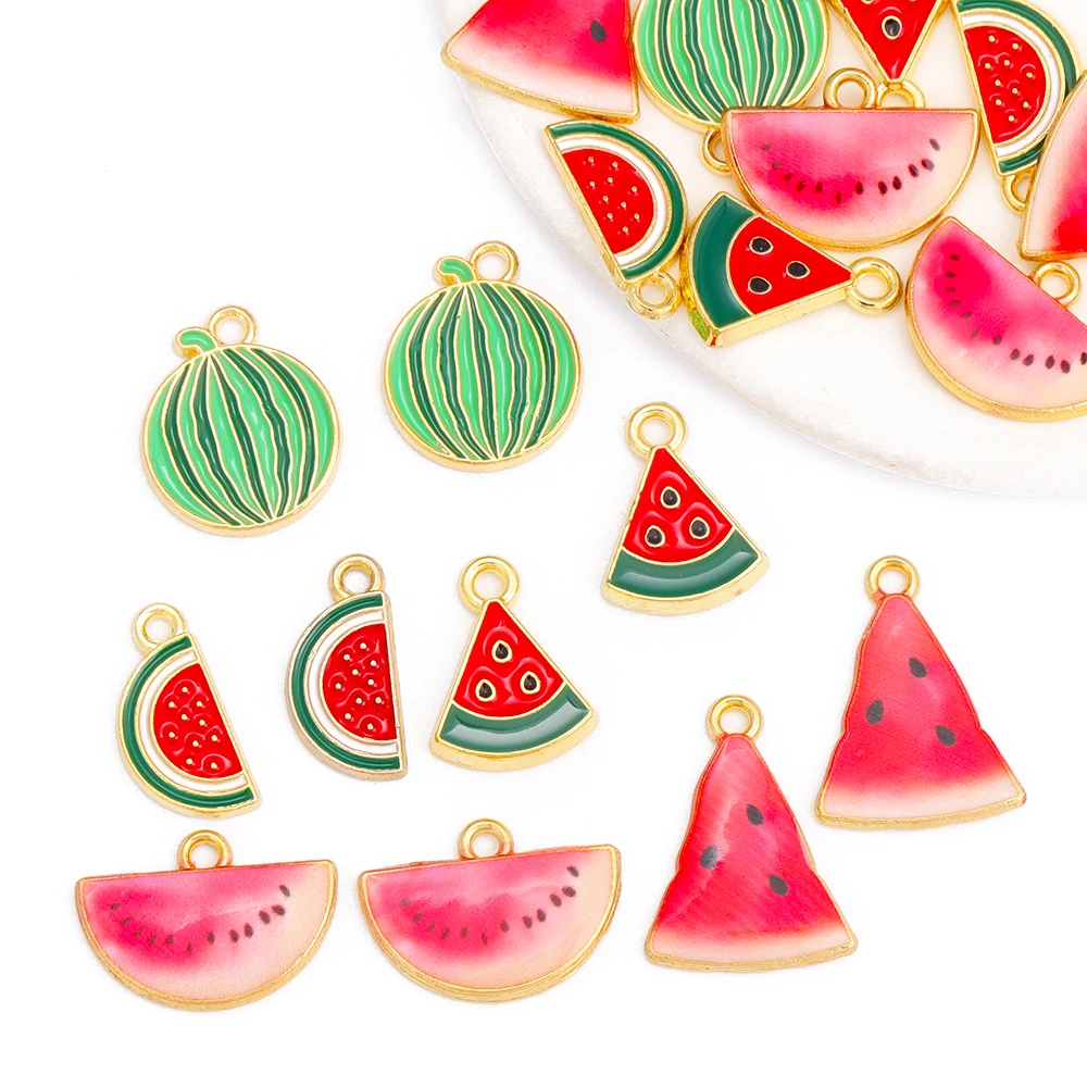 15 шт. забавные подвески из сплава с арбузом черникой и эмалью для сережек цепочка