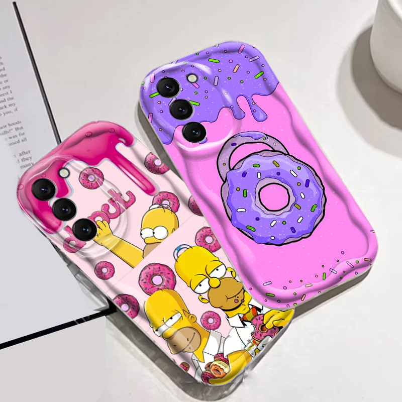 Симпсоны пончики искусство мультфильм для Samsung S24 S23 S21 S20 Ultra Plus FE A73 A72 A71 A51 A31 A05S A05 A04