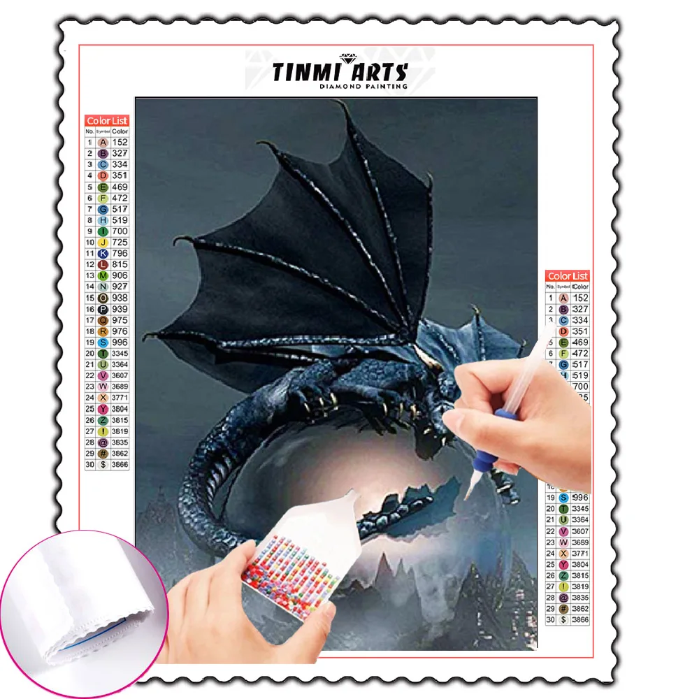 

DIY 5D Diamond Painting Kits Dragon Dinosaurs With Wings Picture Art Full Round With AB Drill Embroidery Home Decoration Gift