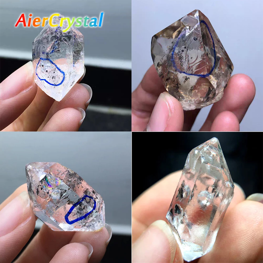 

Natural Herkimer Diamond Drifting Sand Water Gall Mineral Energy Raw Reiki Decor Guardian Stone Black Crystal Specimen Gemstone