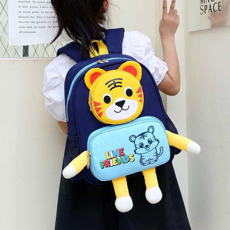 New Children Cartoon Rabbit Tiger Doll Backpacks Fashion Cute Small School Bags for Girls Boys In Kindergarten Travel Bag Hot