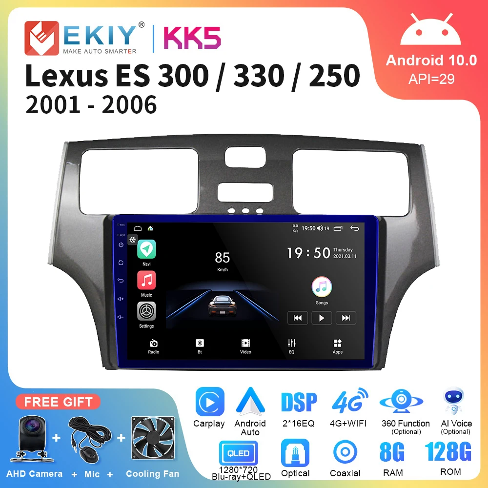 EKIY KK5 For Lexus ES300 ES330 XV30 ES250 2001 - 2006 Car Radio Multimedia Video Player Android Auto Carplay GPS Stereo 2Din DVD