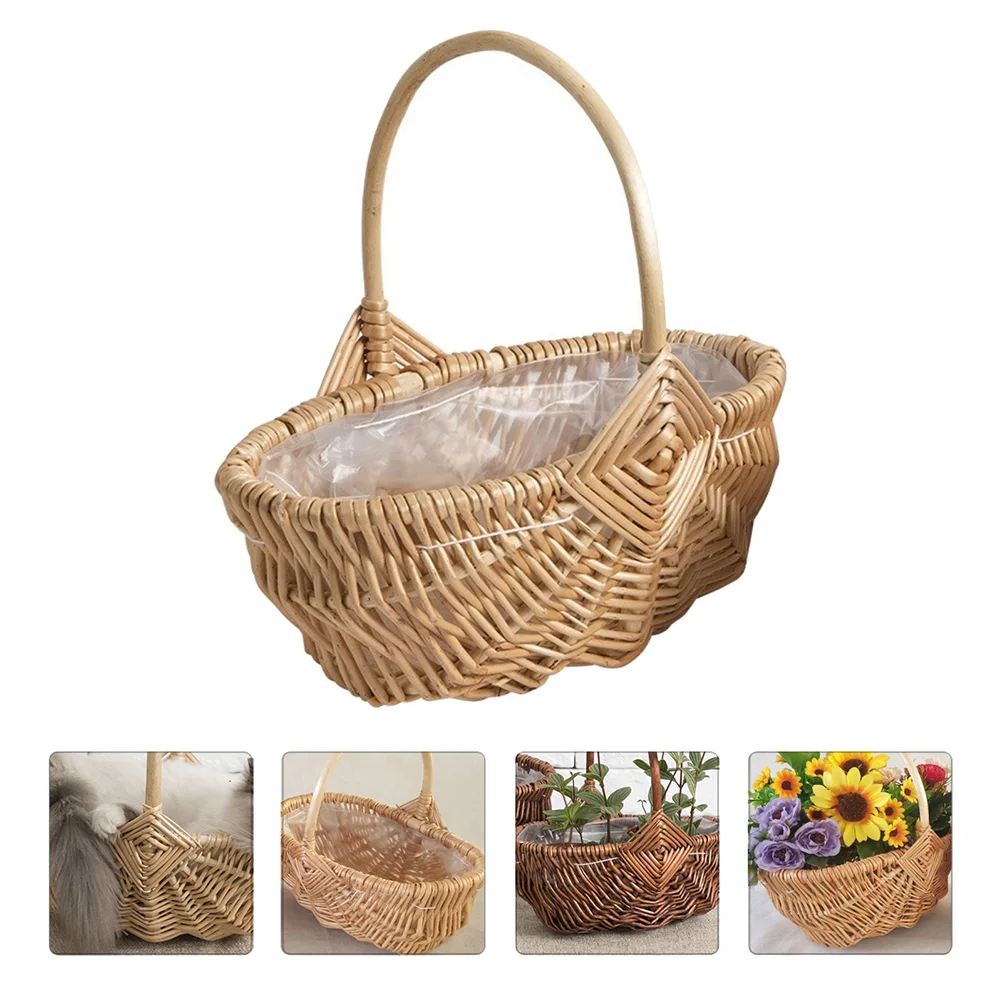 

Woven Belly Basket Rattan Storage Basket Bread Basket Wooden Fruit Basket Snacks Container Egg Basket Shelf Basket