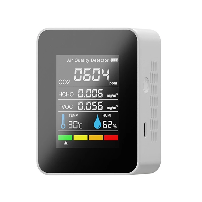 

Цифровой измеритель температуры и влажности углекислого газа, тестер 5 в 1, датчик угарного газа и содержания летучих соединений, датчик качества воздуха