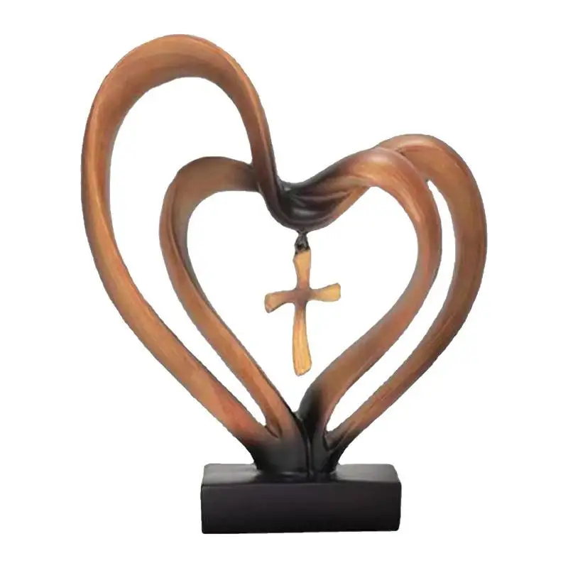 

Двойная подвеска в виде сердца, фигурки, крест, подвеска, орнамент, скульптура, простой в форме сердца из смолы, аксессуары для украшения дома на Пасху