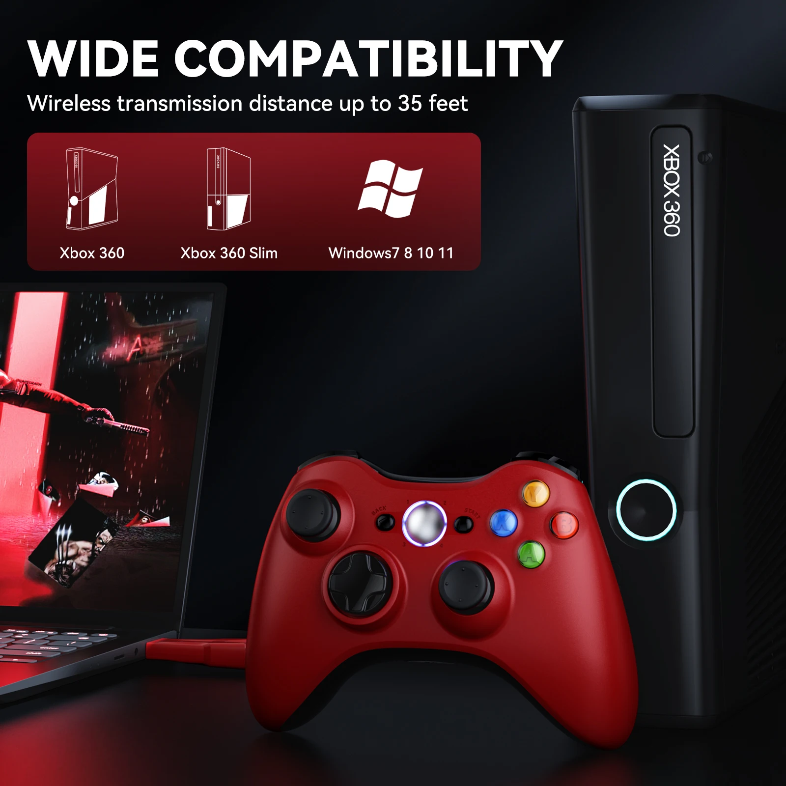 Фото Оригинальный геймпад для Xbox 360, беспроводной вибрационный джойстик для консоли Xbox 360/ПК, совместимый с игровым контроллером Windows 7, 8, 10 №3