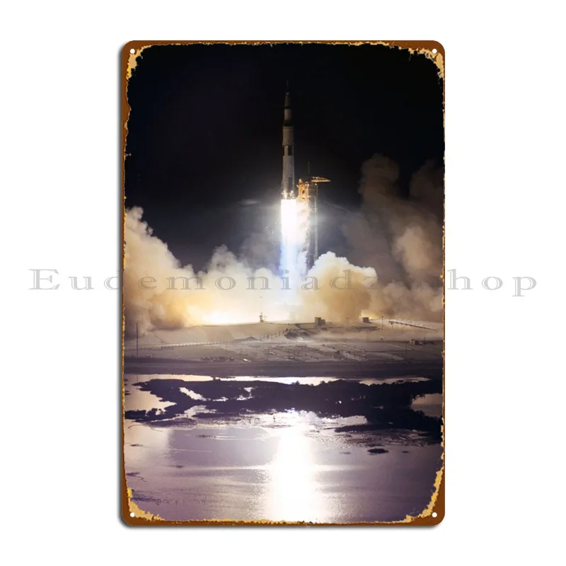 Металлический плакат Saturn V Rocket Launch 3 кинотеатр бар пещера дизайн Жестяная