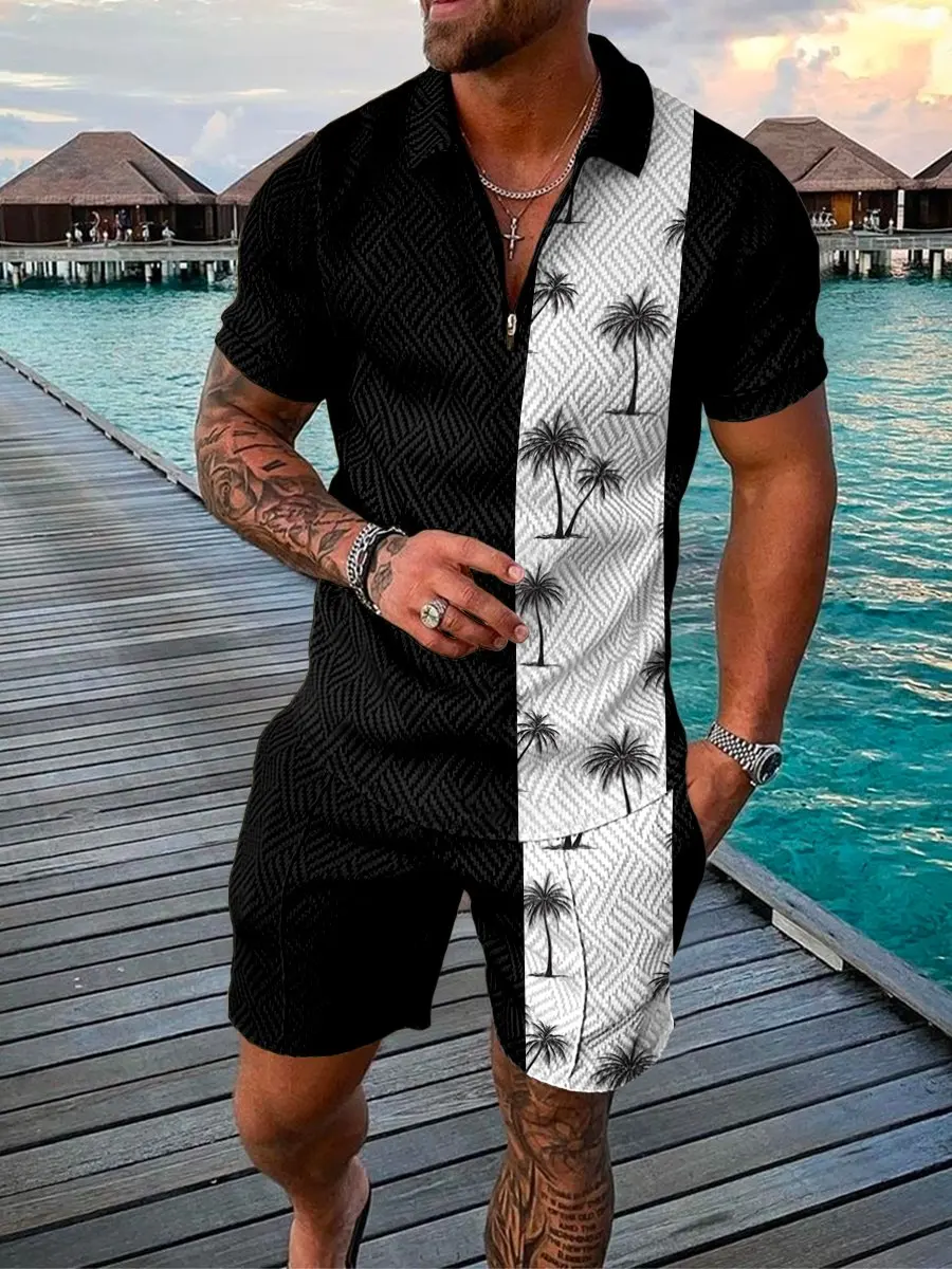 

Men's Fashion Summer Polo shirt Short Sleeved + Shorts Pant 3D Printing Casual 2022 Men Clothes Brand Polos Oversized Tracksuits